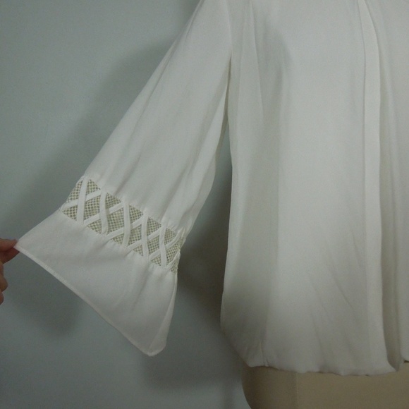 AB Studio White Long Sleeve Blouse w/ Detail - Picture 3 of 5